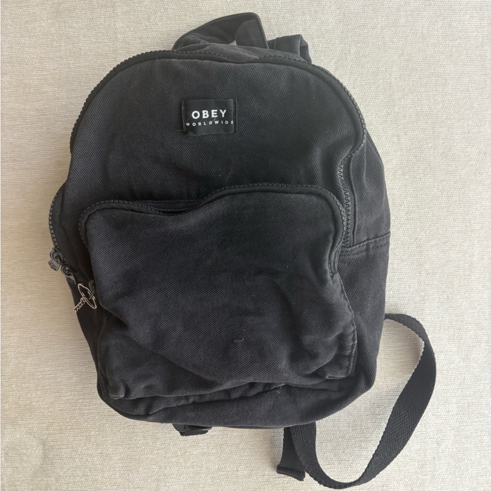 Obey Black Canvas Everyday Backpack with Front Pocket